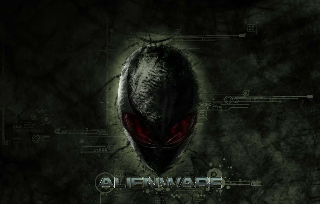 Фото обои логотип, чужие, инопланетянин, голова пришельца, alienware