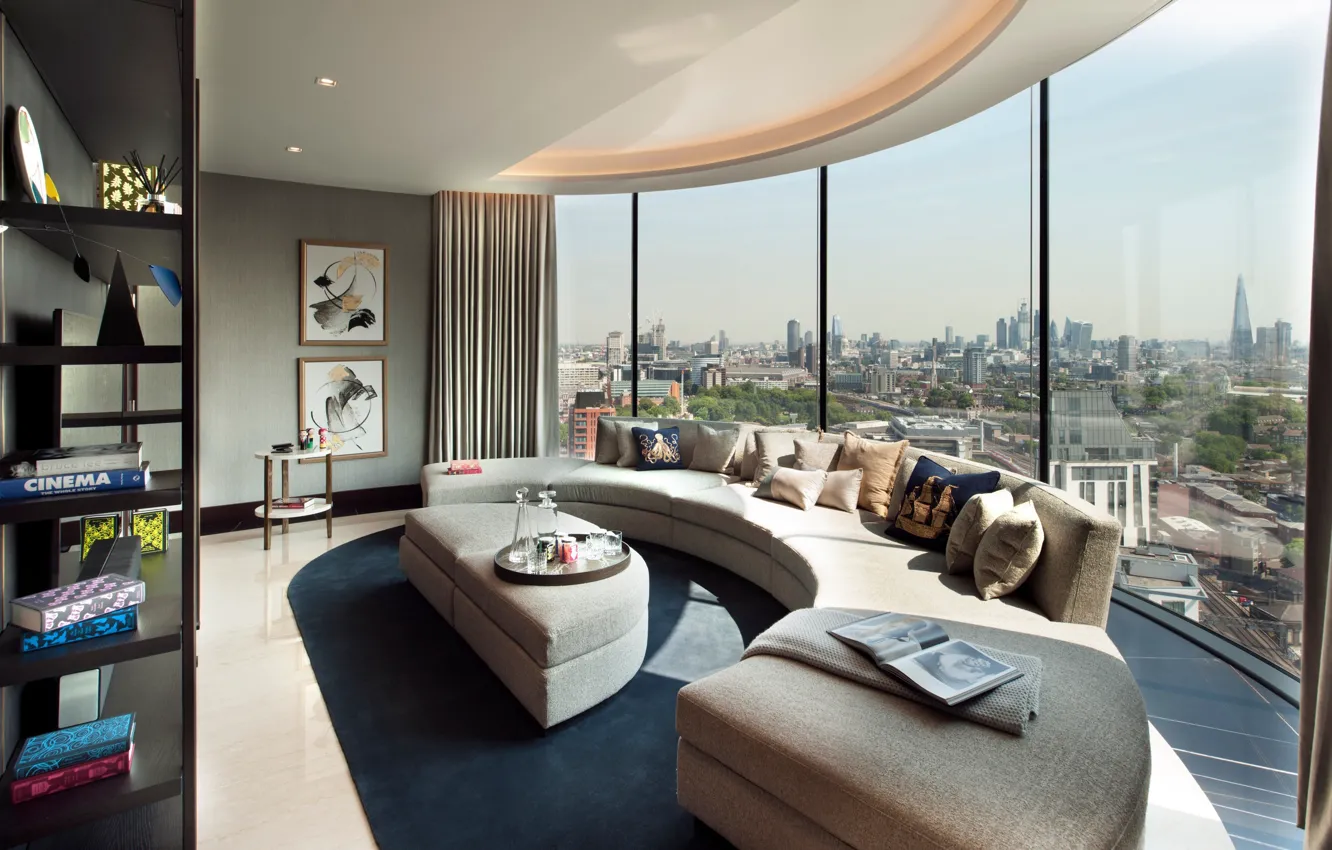 Фото обои дизайн, стиль, интерьер, мегаполис, гостиная, Corniche Penthouse block, by TG-Studio