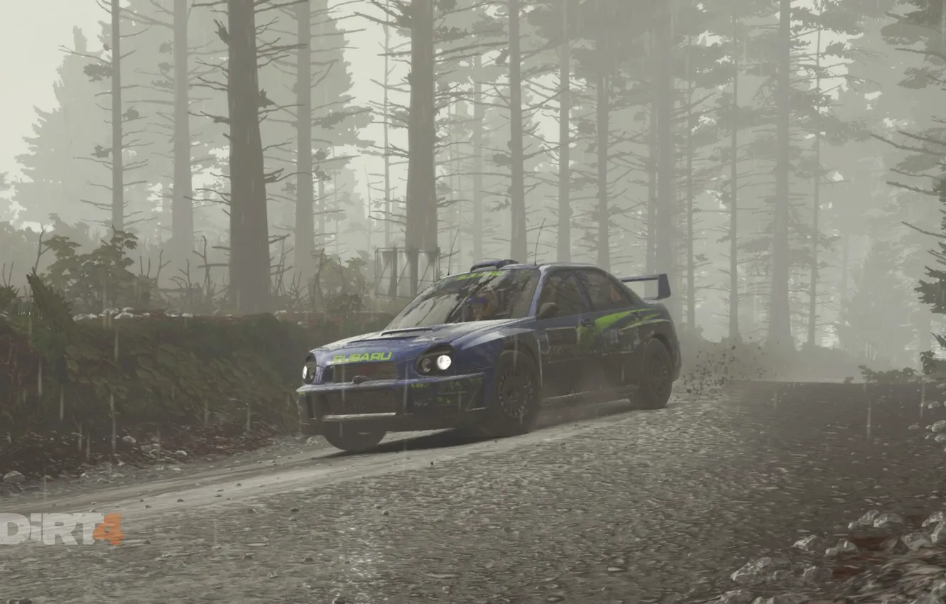 Фото обои Subaru, Impreza, Rain, Rally, Colin McRae, DIRT 4, Wrx Sti
