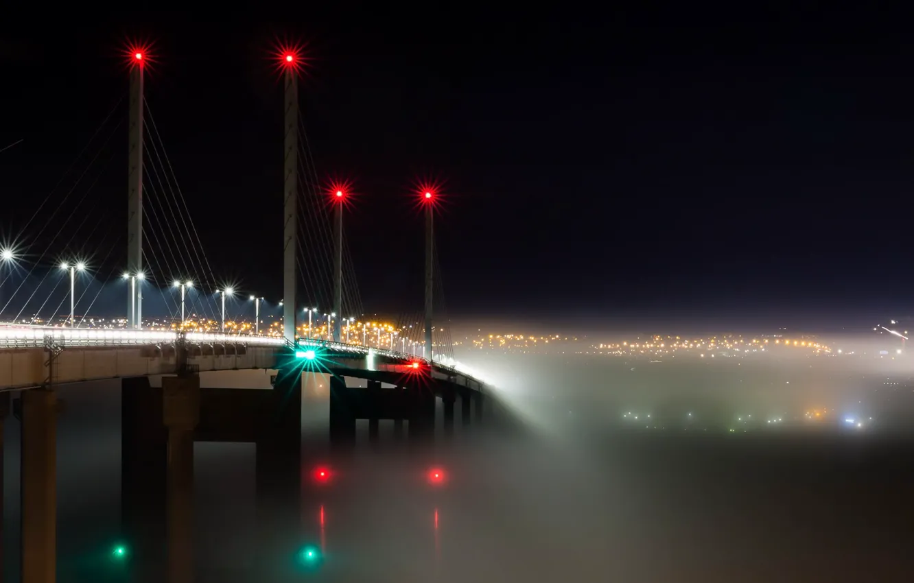 Фото обои Bridge, Scotland, Into the Mist, Transport, Kessock