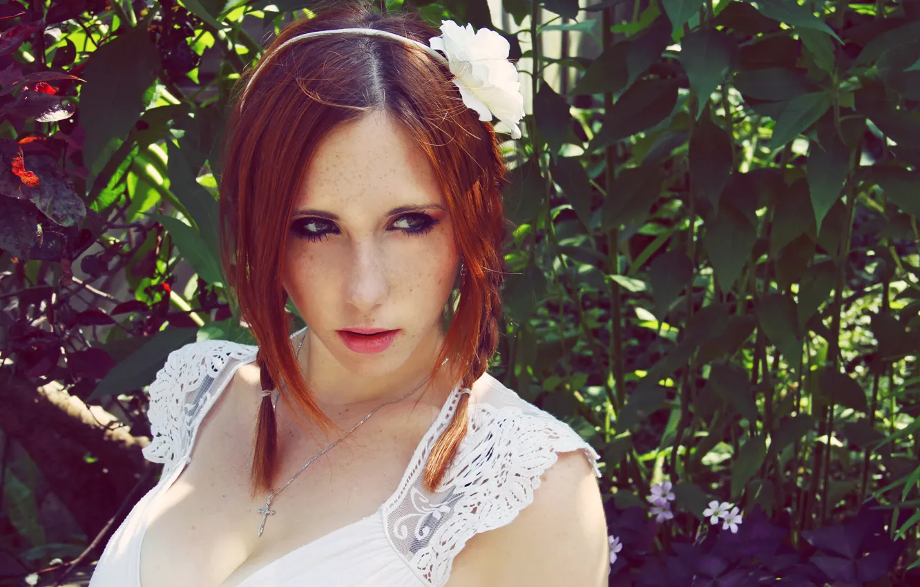 Фото обои глаза, девушка, губы, веснушки, рыжая, Stephanie Van Rijn