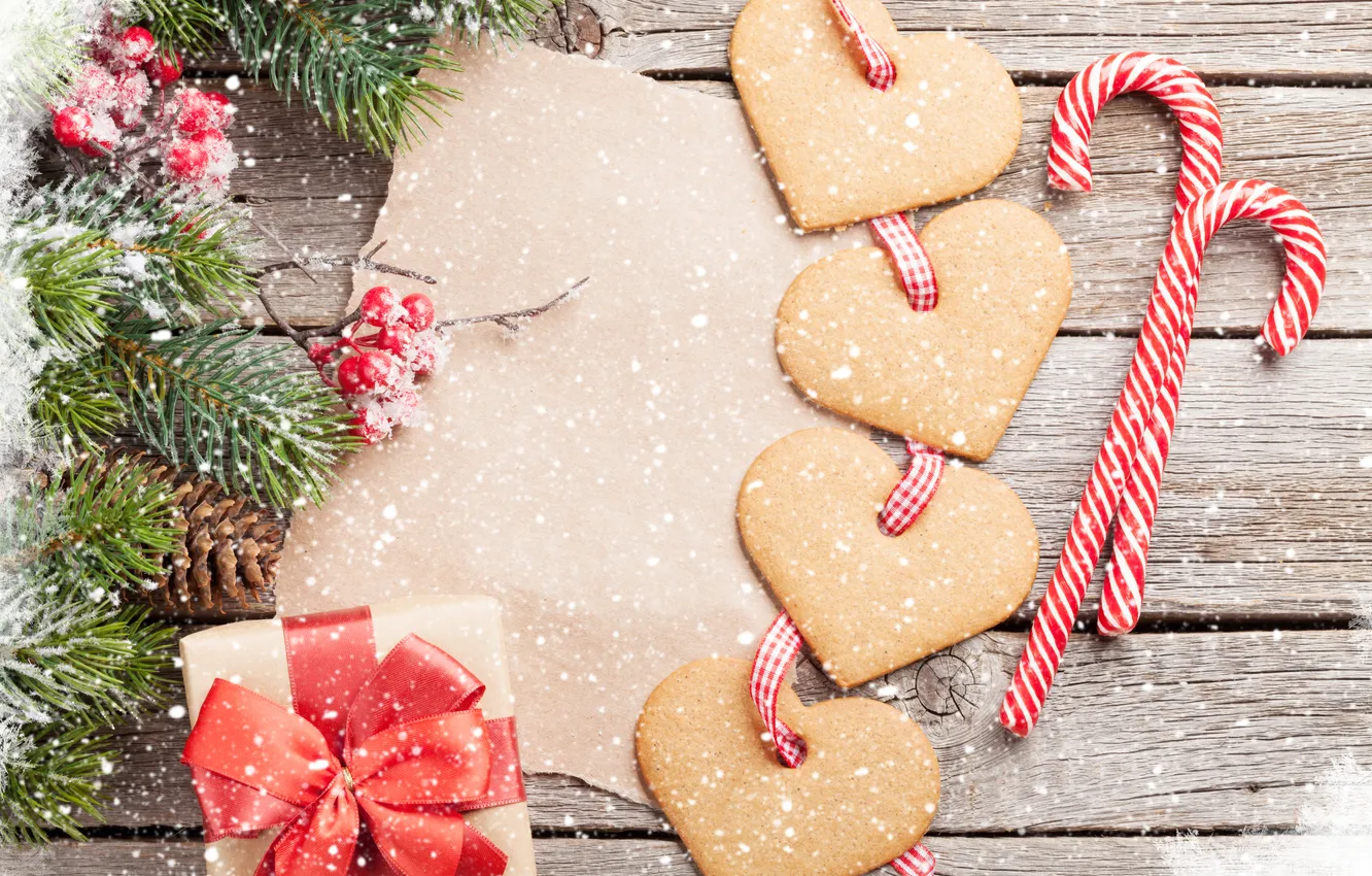 Фото обои украшения, елка, Рождество, подарки, Новый год, Christmas, tree, cookies