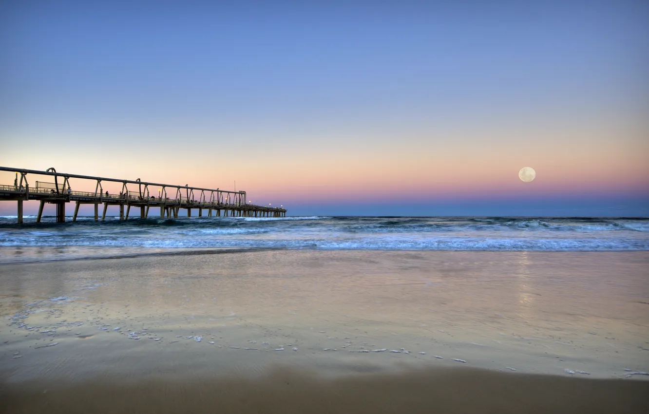 Фото обои ПЛЯЖ, ОКЕАН, ЛУНА, БЕРЕГ, АВСТРАЛИЯ, SURFERS PARADISE, AUSTRALIA