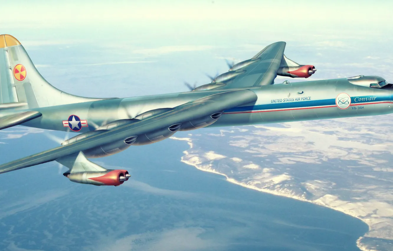 Фото обои war, art, airplane, painting, aviation, Convair B-36 Peacemaker