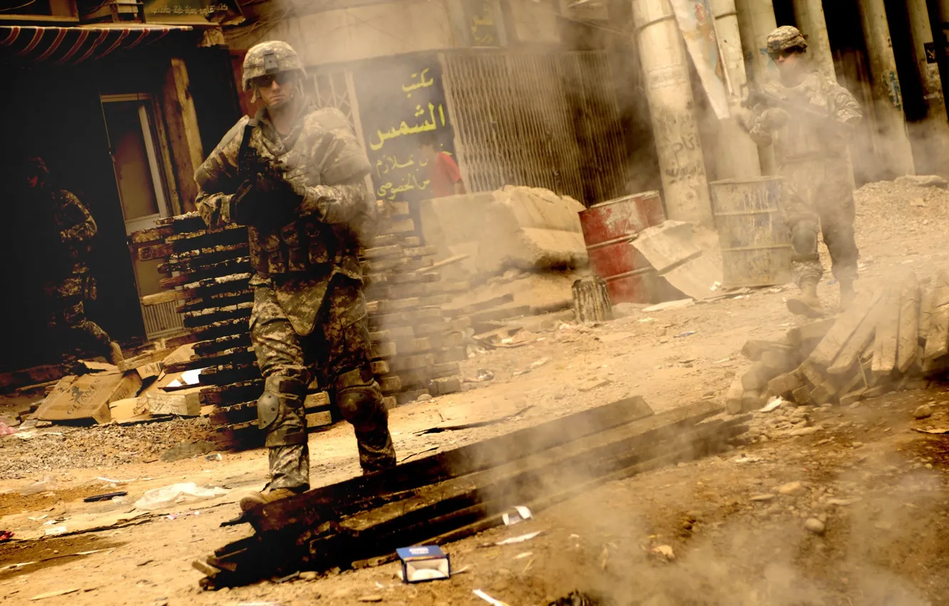 Фото обои оружие, Солдаты, США, ирак, армии