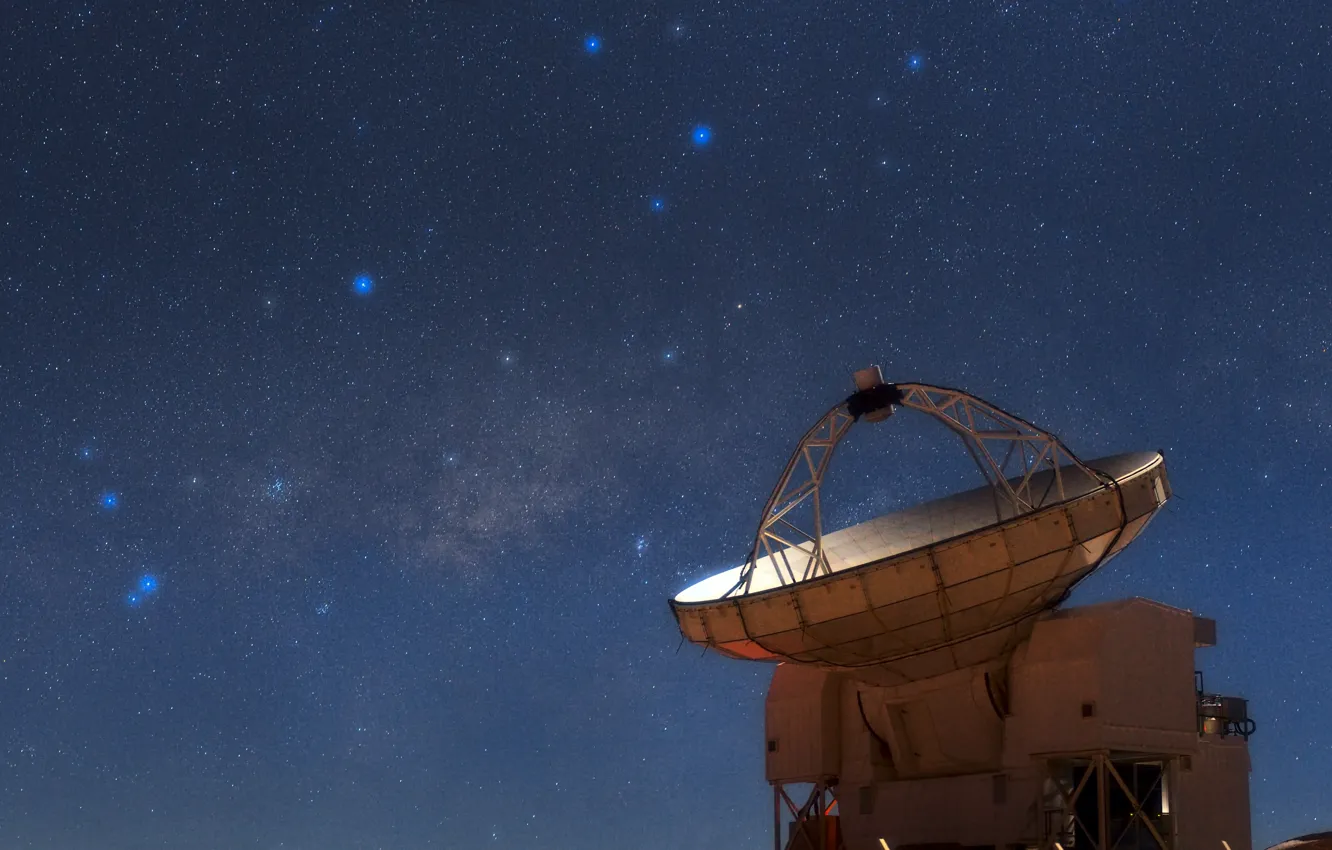Фото обои звезды, Млечный путь, Стрелец, Скорпион, созвездие, радиотелескоп