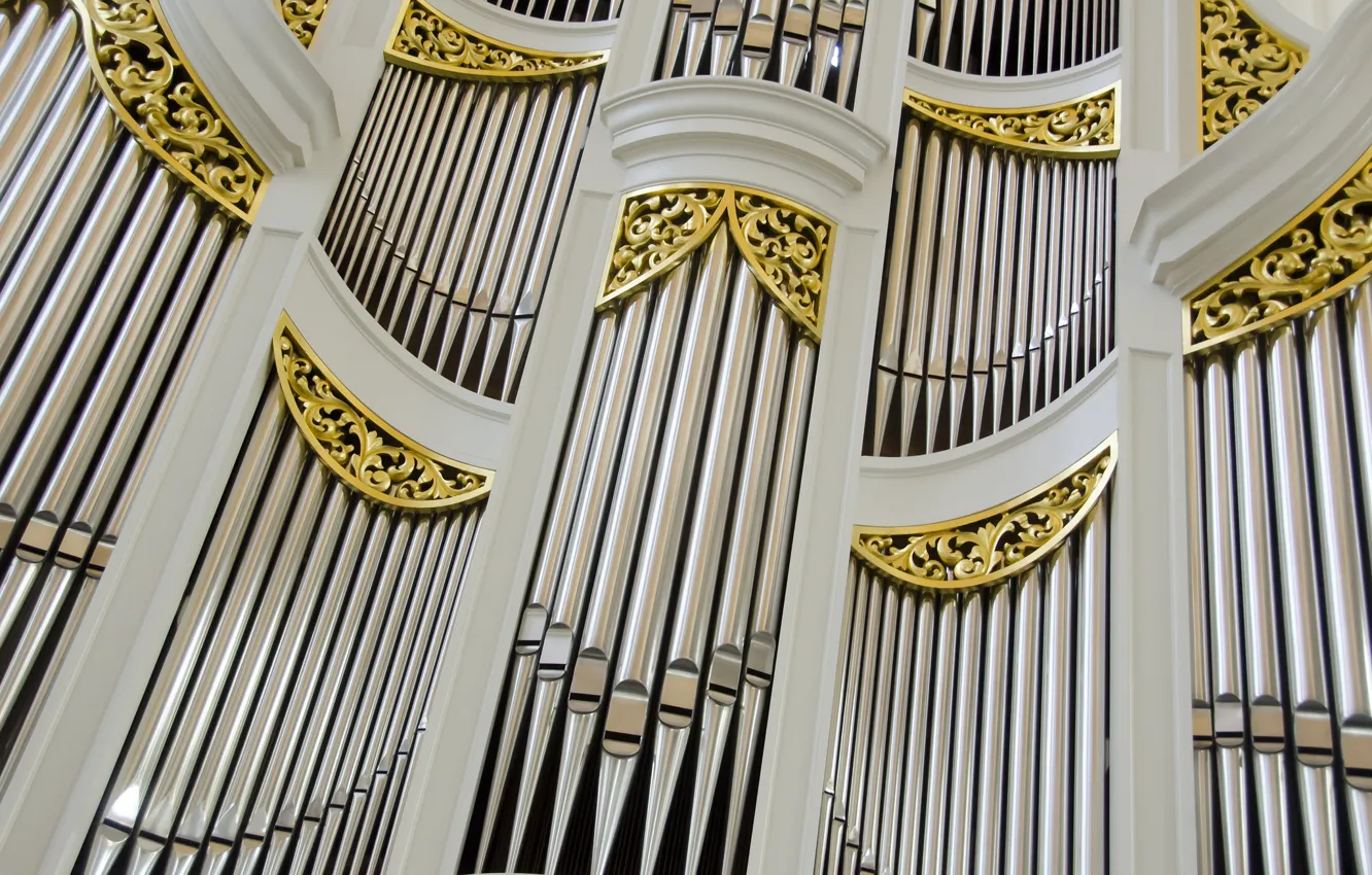 Фото обои трубы, собор, зал, инструмент, орган