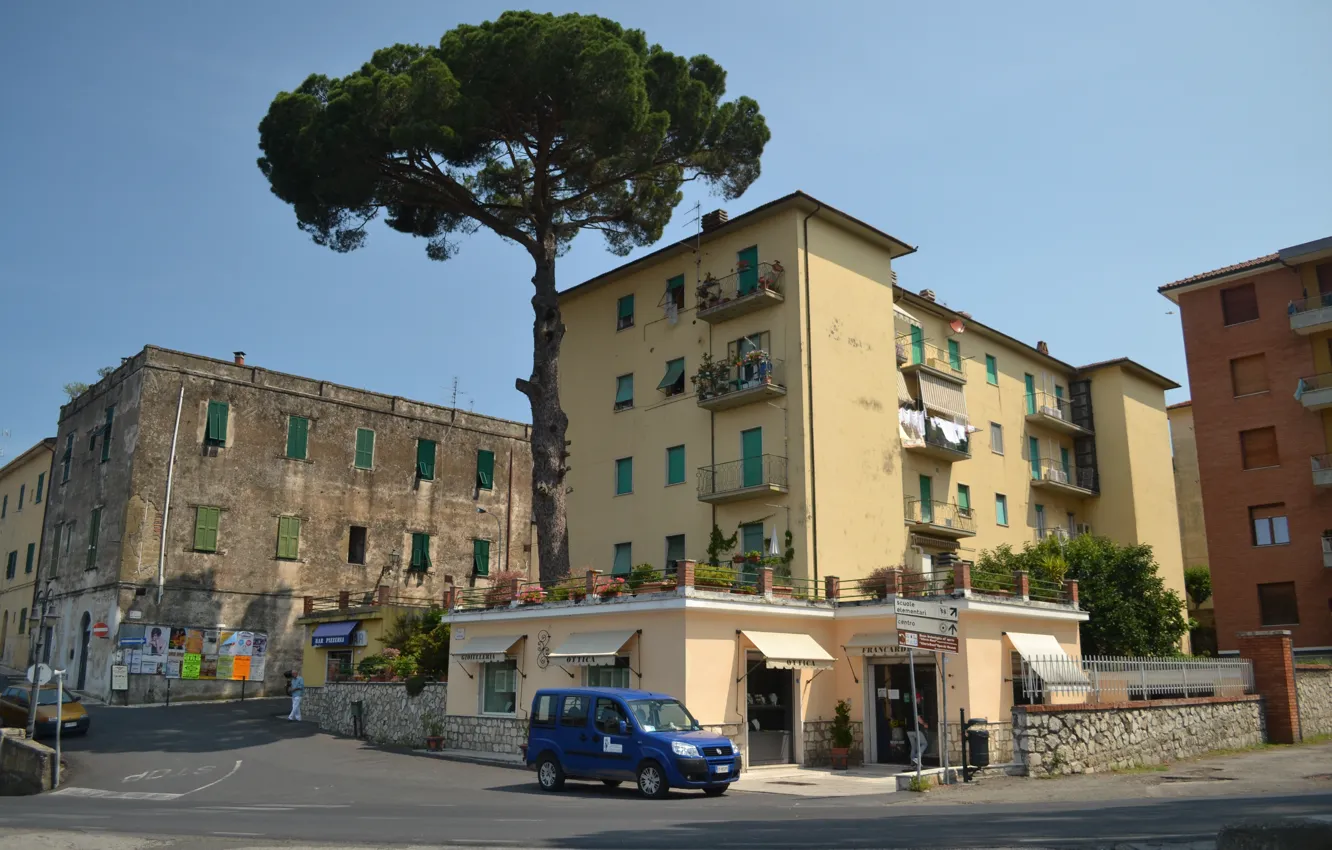 Фото обои Дерево, Город, Улица, Италия, Здания, Tree, Italy, Street