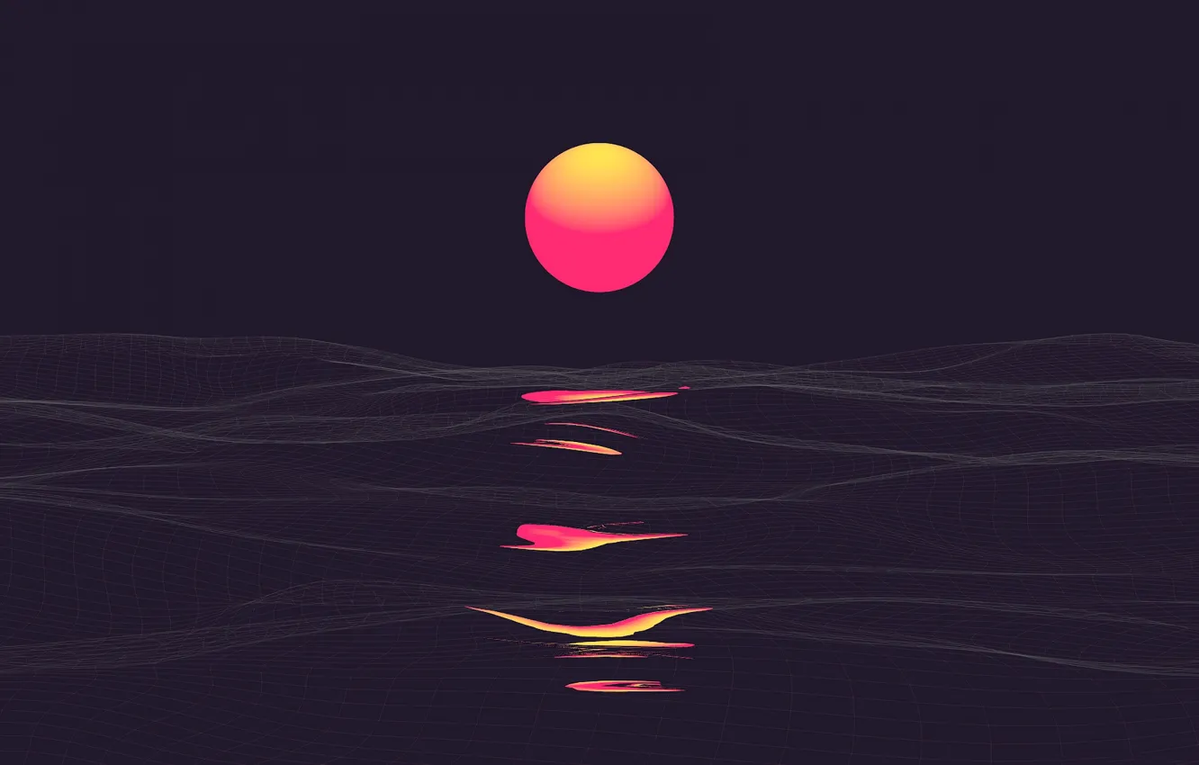 Фото обои море, солнце, закат, абстракция