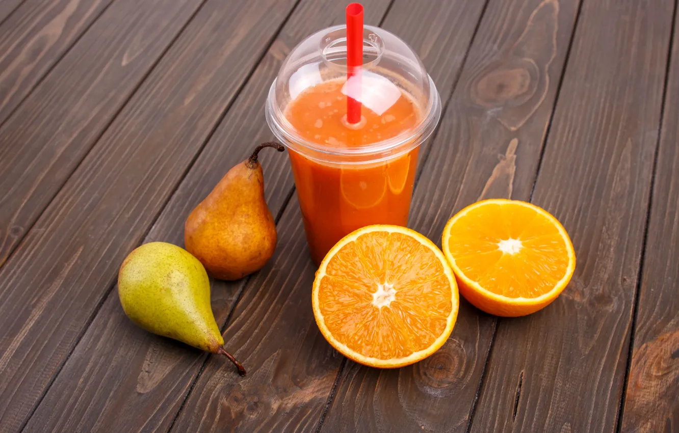 Фото обои стакан, доски, апельсин, сок, напиток, фрукты, крышка, груши