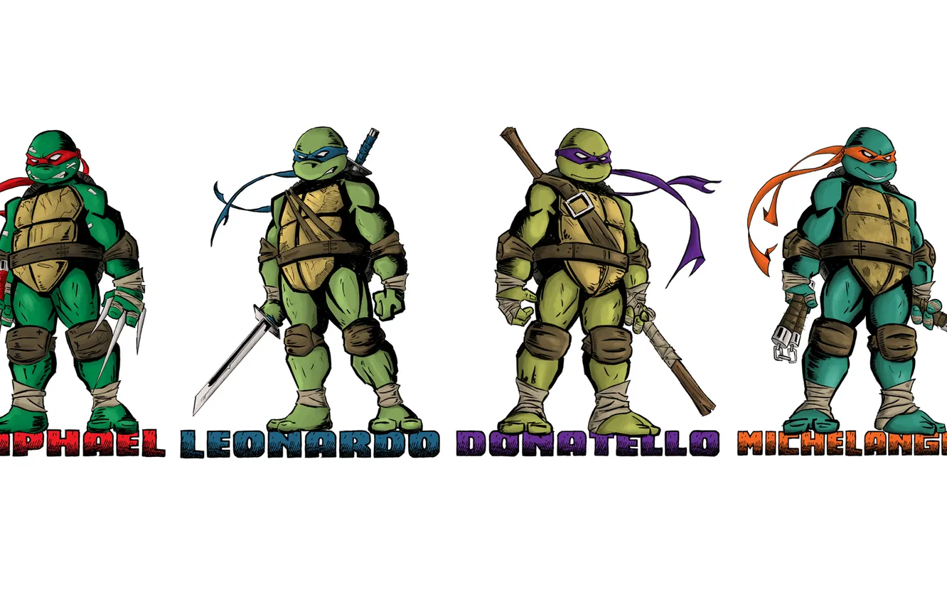 Фото обои оружие, Черепашки-ниндзя, персонажи, Teenage Mutant Ninja Turtles, стойки