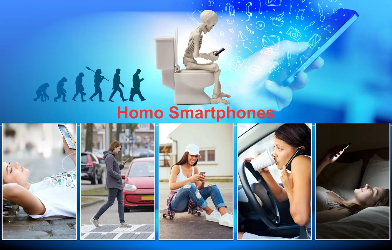 Фото обои evolution, smartphone, homo smartphones