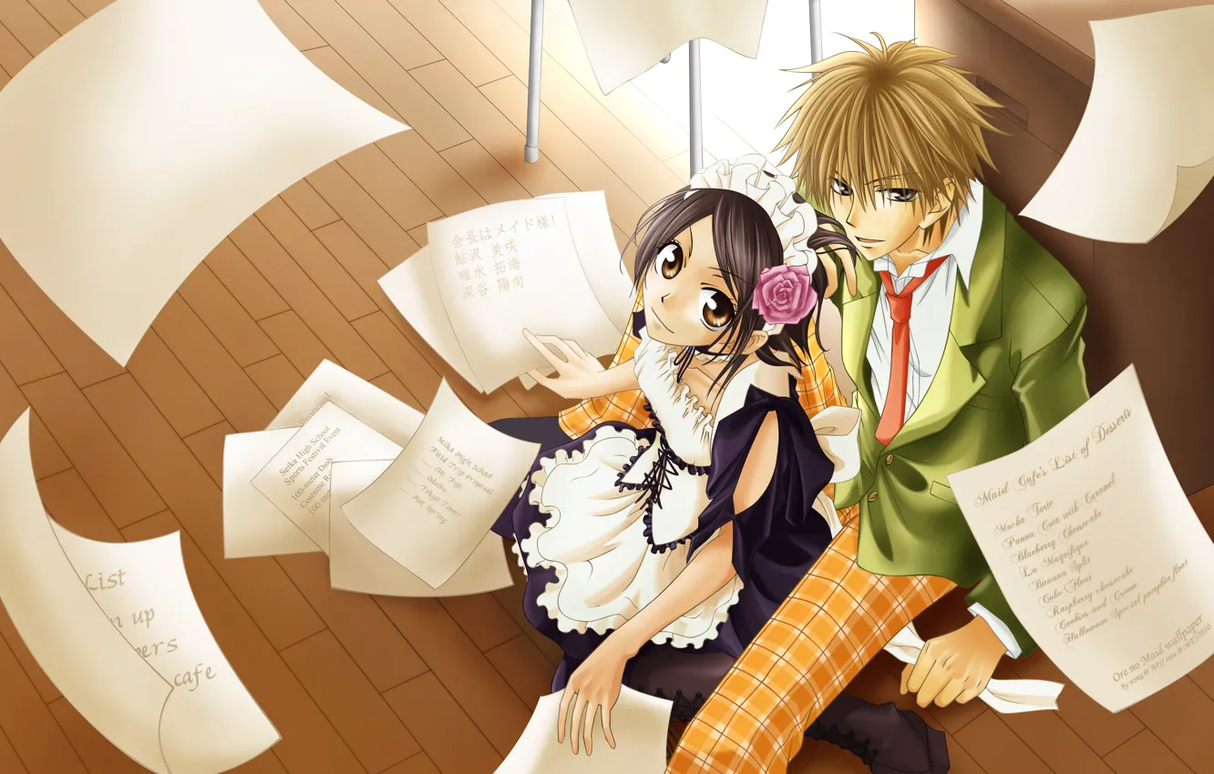 Фото обои девушка, аниме, парень, anime, горничная, Kaichou wa Maid-sama, Takumi Usui, Misaki Ayuzawa