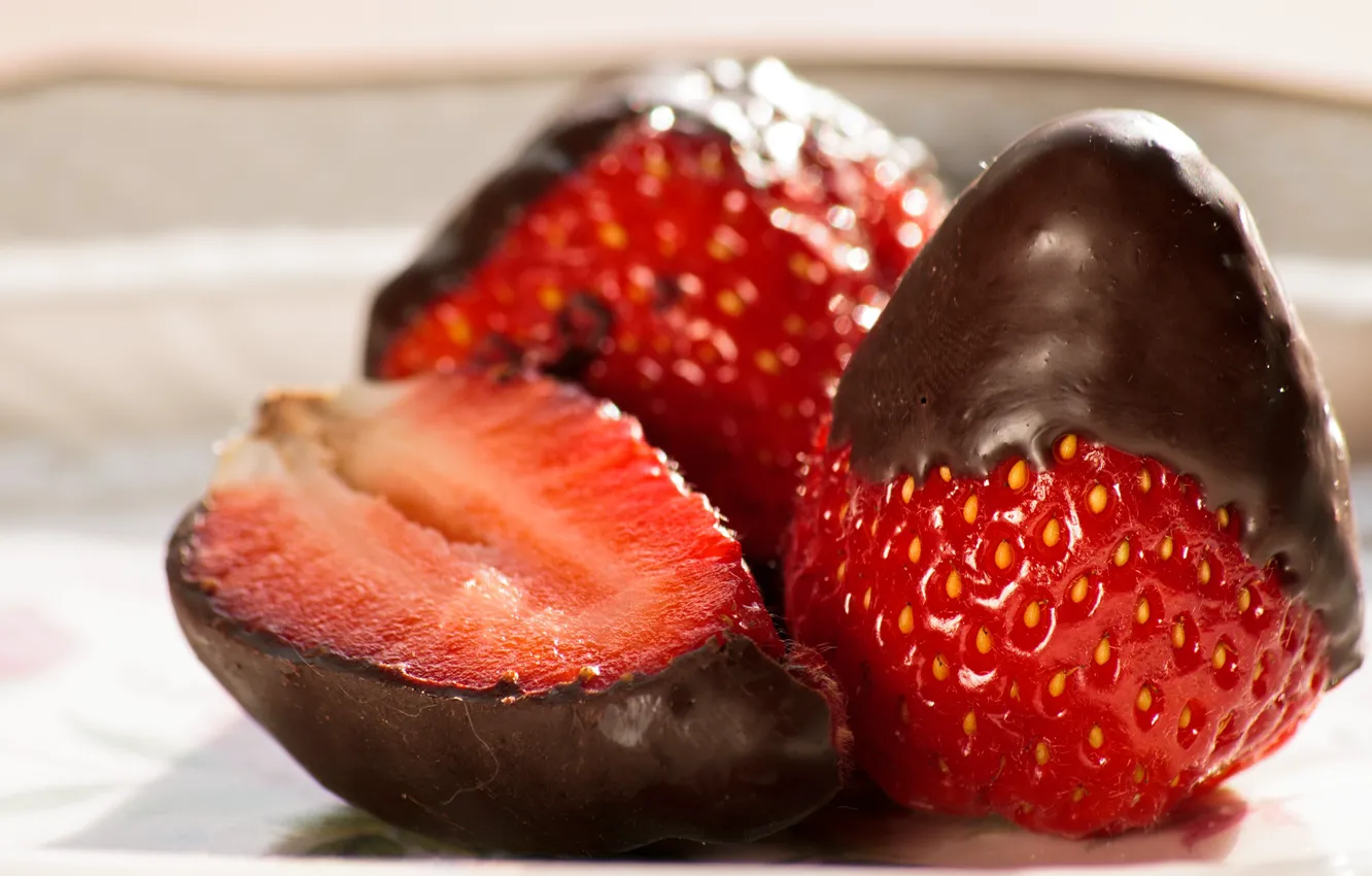 Фото обои Шоколад, Клубника, Strawberry, Chocolate