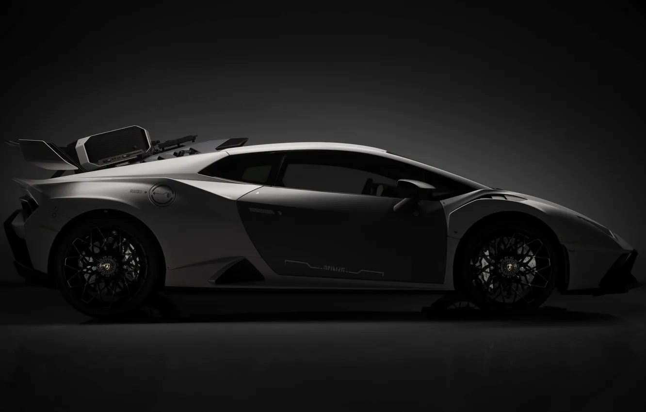 Фото обои Lamborghini, вид сбоку, эксклюзив, Lamborghini Huracan, 2023, арт-кар, Lamborghini Huracan STO Time Chaser 111100