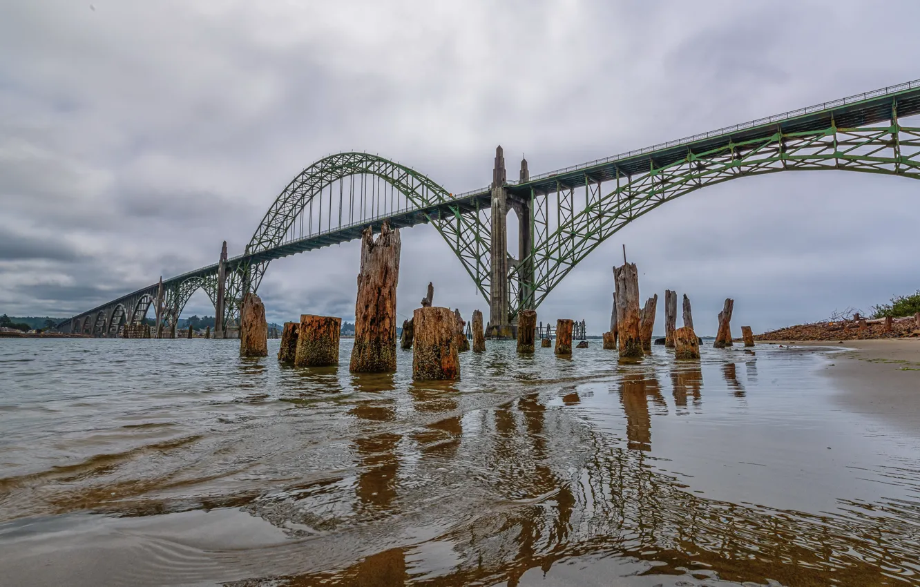 Фото обои USA, Oregon, Bridge, Yaquina Bay
