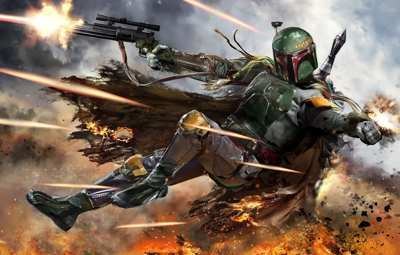 Фото обои star wars, Boba Fett, bounty hunter