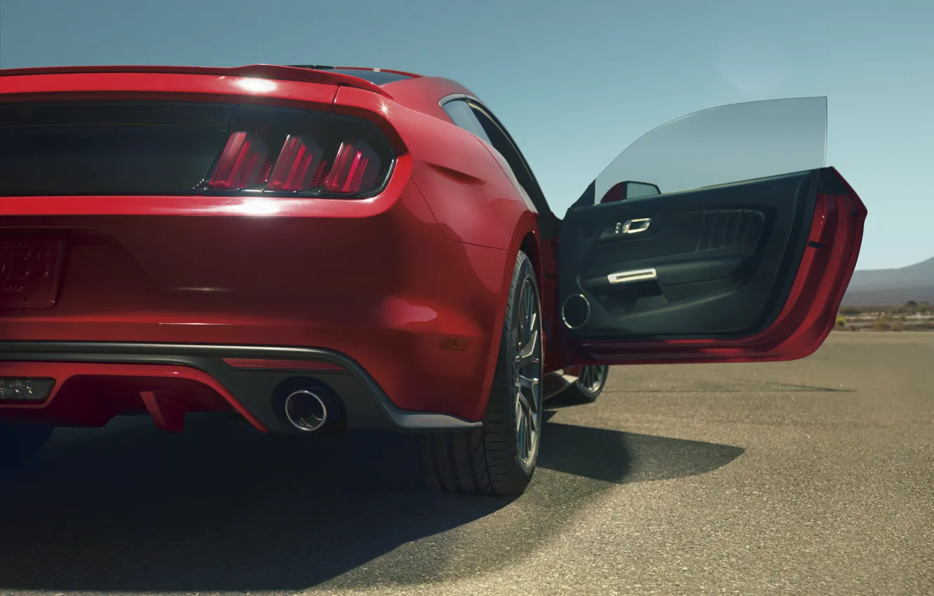 Фото обои красный, Mustang, Ford, мустанг, red, мускул кар, форд, muscle car