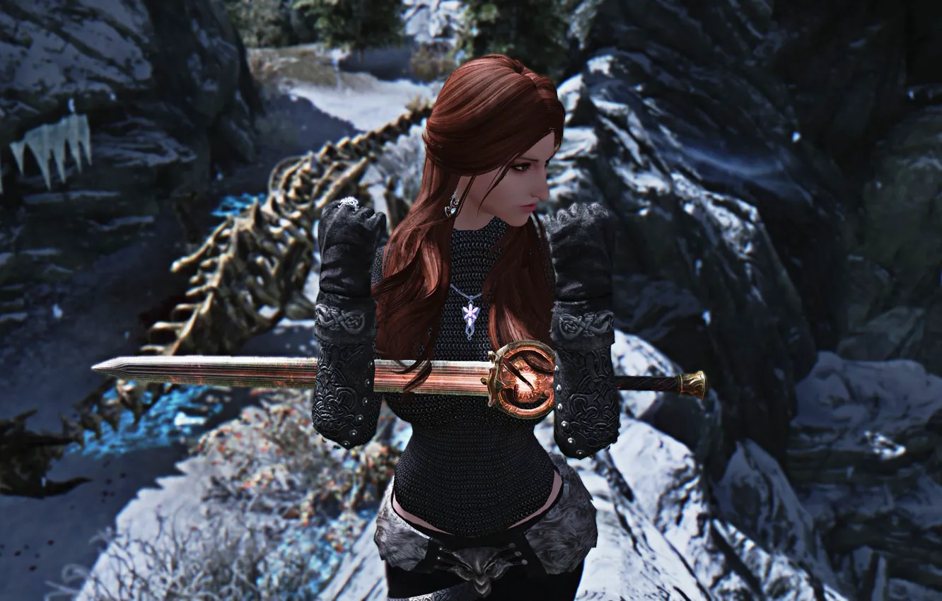 Фото обои Skyrim, female, The Elder Scroll, Nord