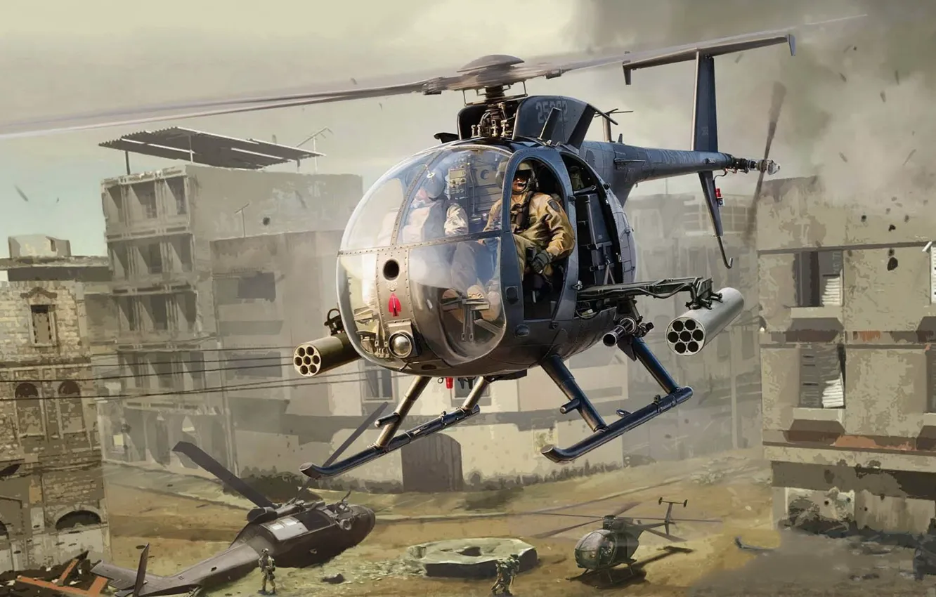 Фото обои вертолет, Little Bird, Improved special operations, AH-6J