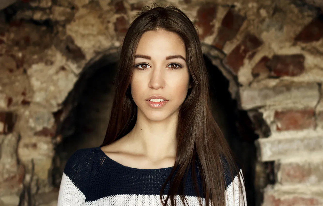 Фото обои Girl, Model, Eyes, View, Katerina, Jacket, Hair