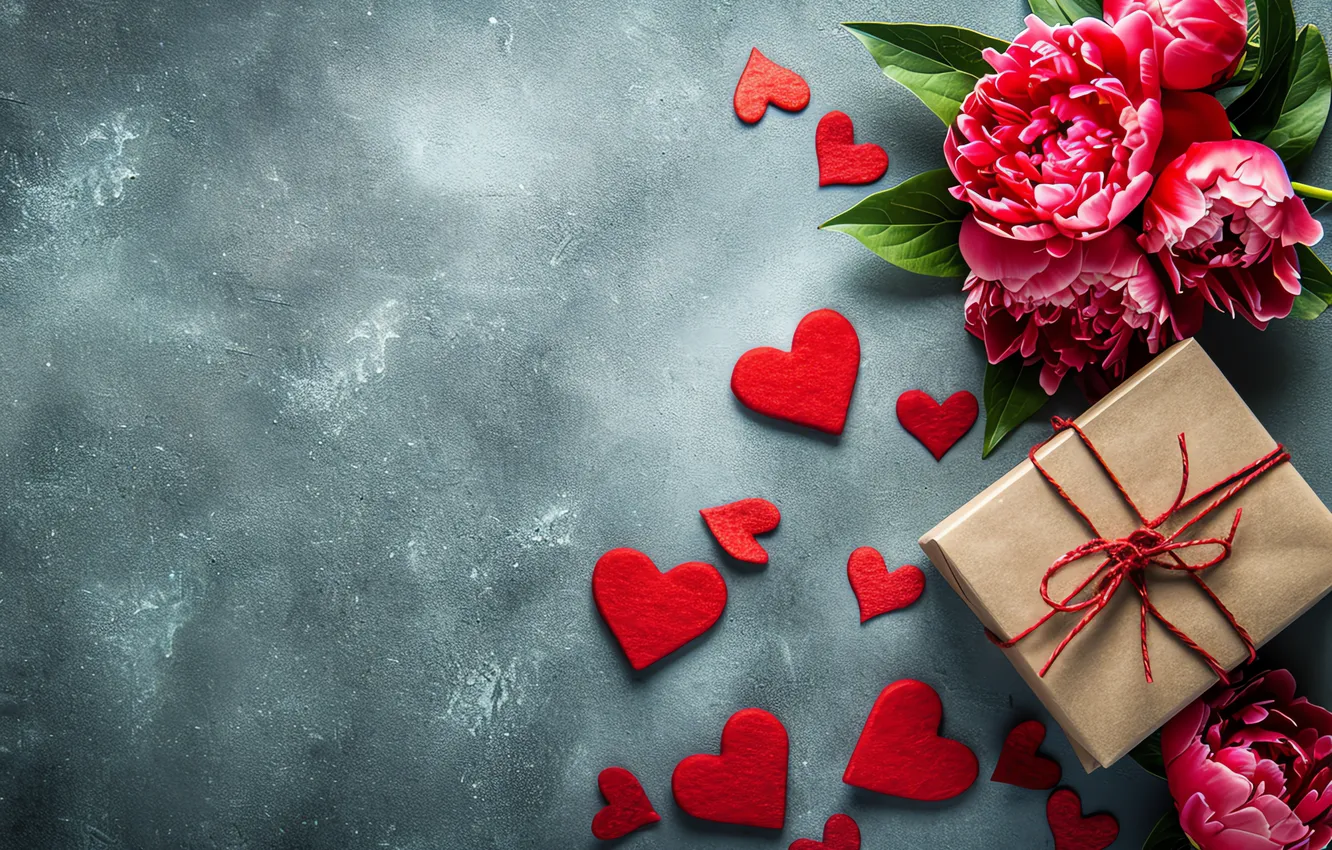 Фото обои любовь, цветы, подарок, романтика, love, happy, День святого Валентина, heart