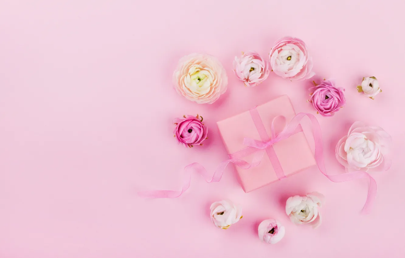 Фото обои цветы, розовый, праздник, подарок, лента, pink, свадьба, декор