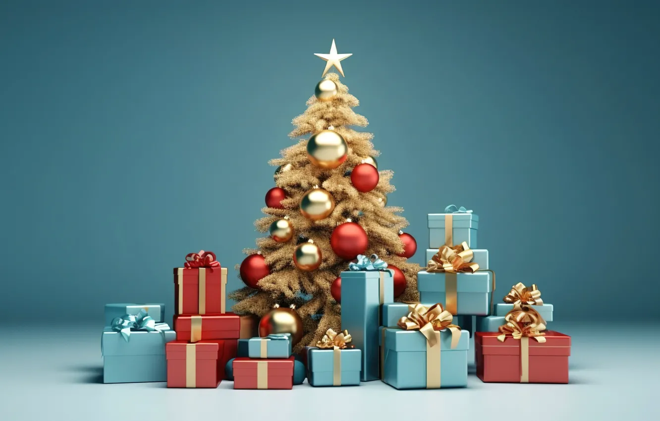 Фото обои украшения, шары, елка, colorful, Новый Год, Рождество, подарки, new year