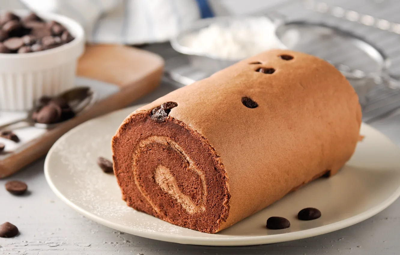 Фото обои десерт, выпечка, рулет