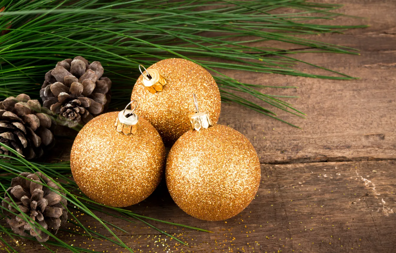 Фото обои шары, елка, Новый Год, Рождество, шишки, wood, merry christmas, decoration