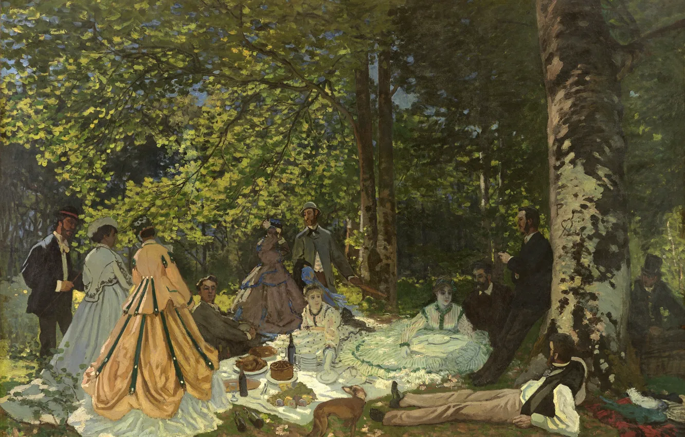 Фото обои Claude Monet, Клод Моне, Завтрак на траве, Le déjeuner sur l’herbe, Государственный музей изобразительных искусств