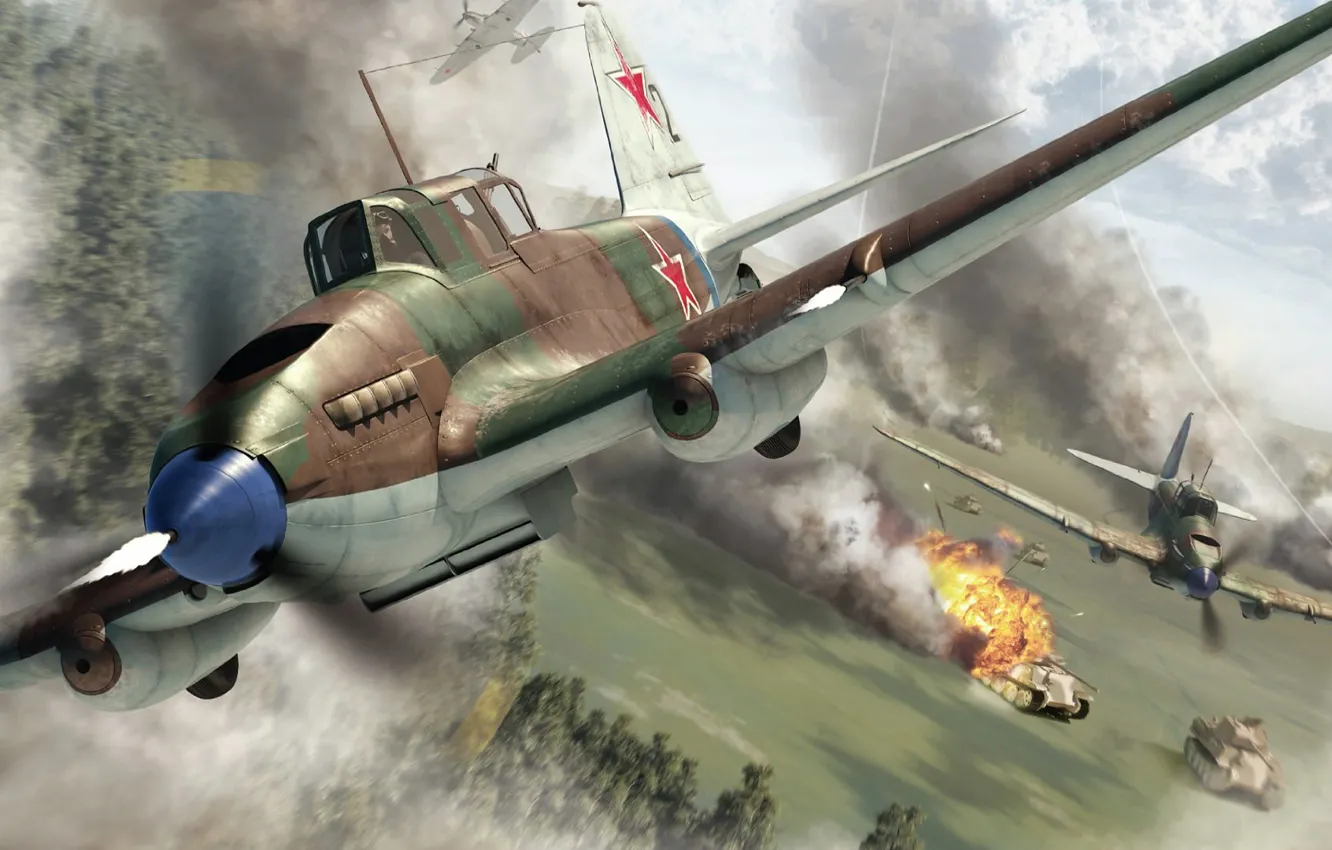 Фото обои самолет, атака, пантера, арт, летающий танк, штурмовик, самый, боевой