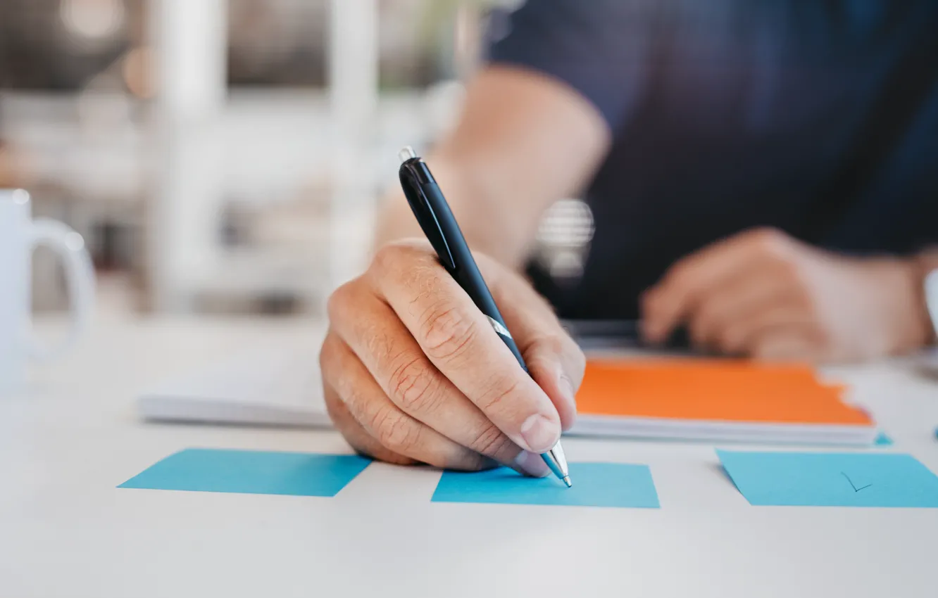 Фото обои men, hand, paper, writing