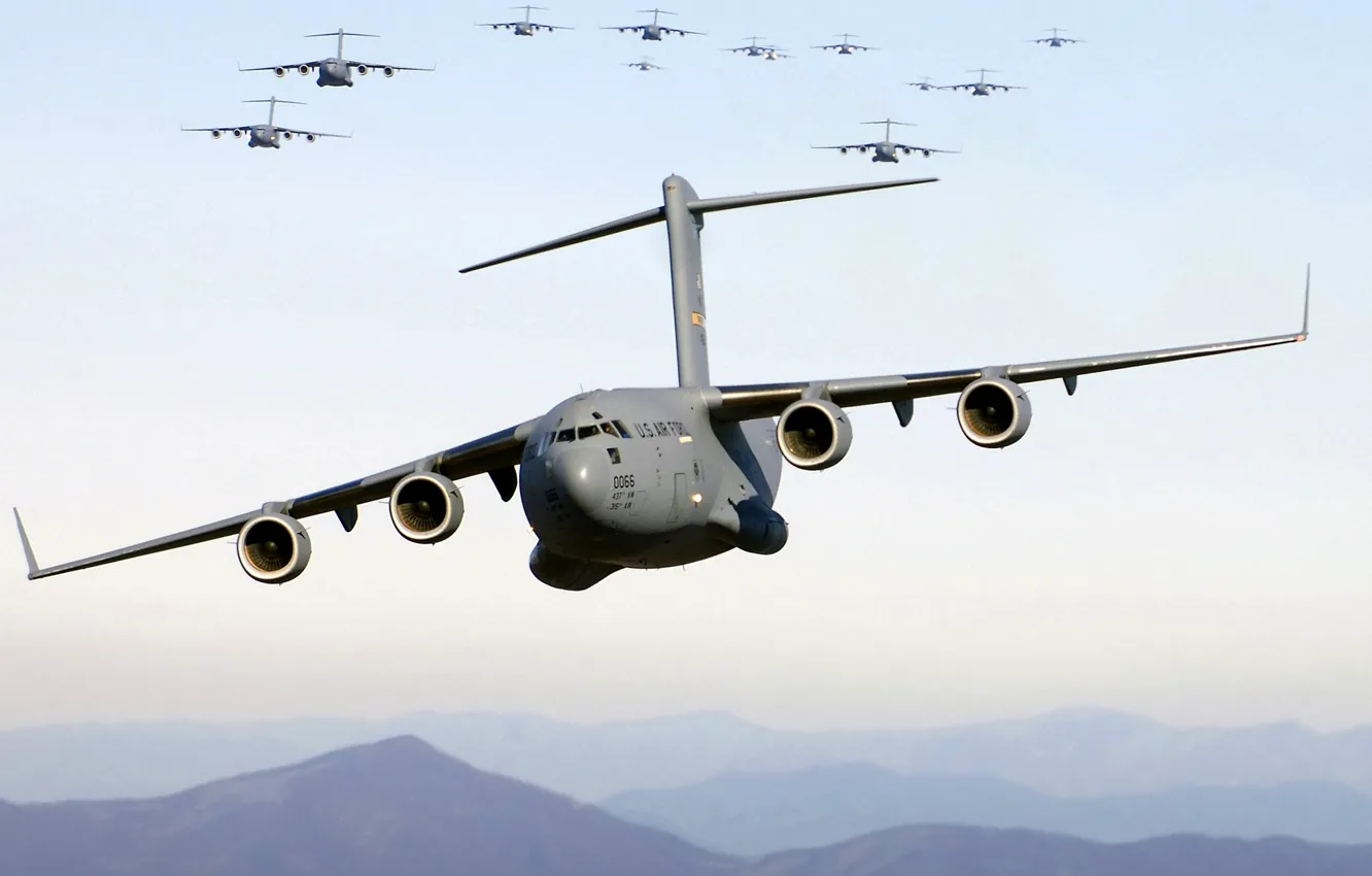 Фото обои небо, горы, армада, AC-130, Lockheed, самолет поддержки