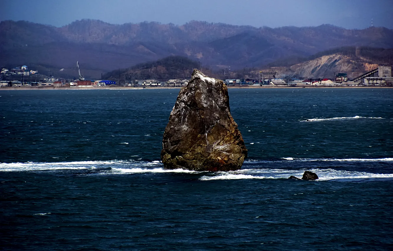 Фото обои скала, камень, Море, порт