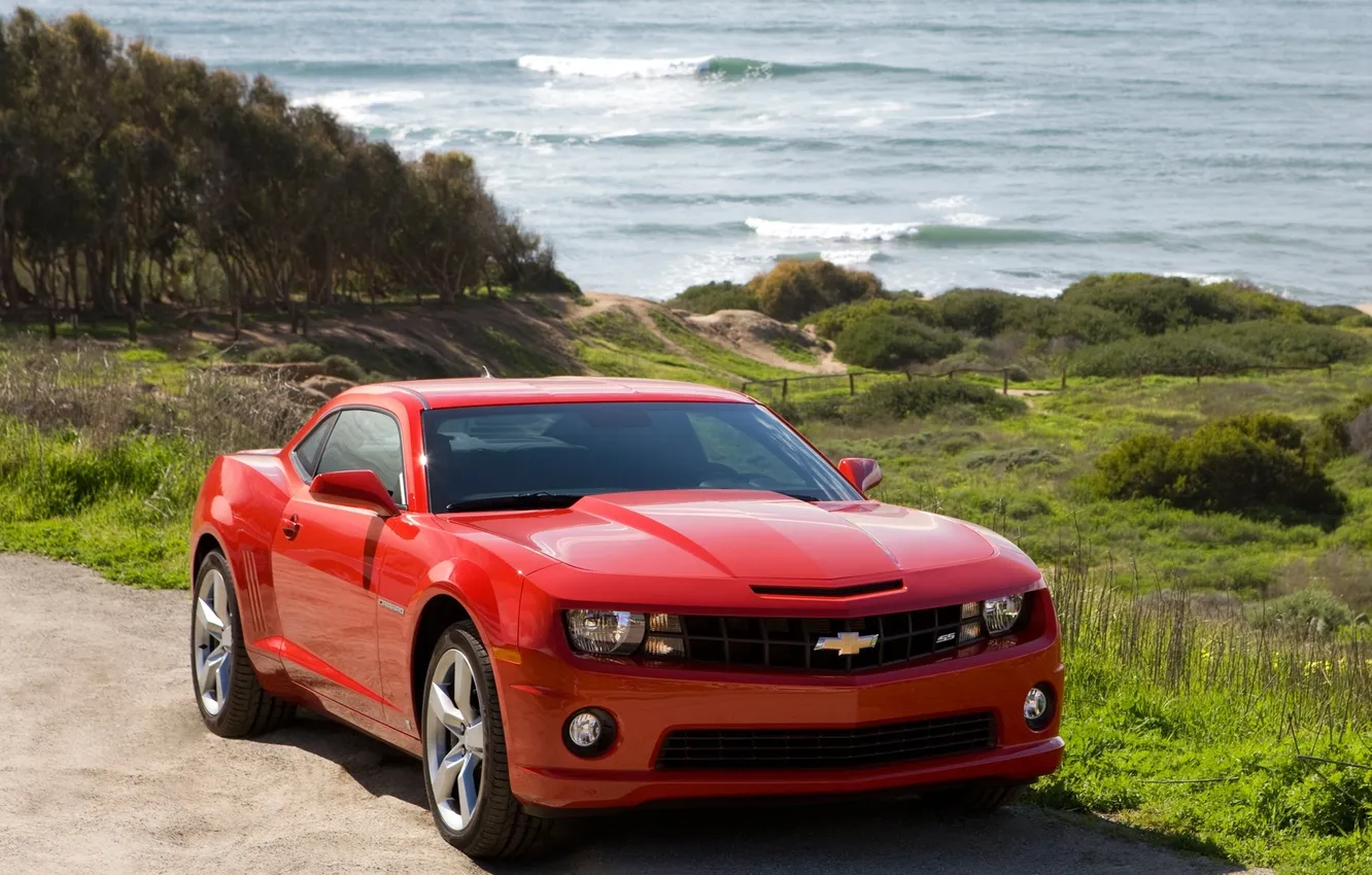 Фото обои красный, camaro, chevrolet