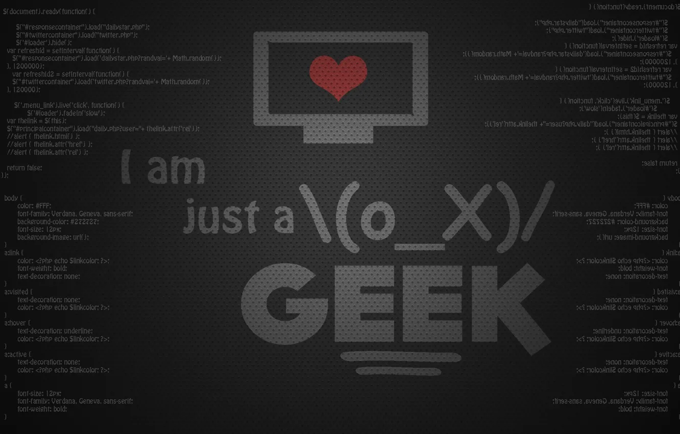 Фото обои буквы, надпись, сердце, монитор, technologic, i am just a geek