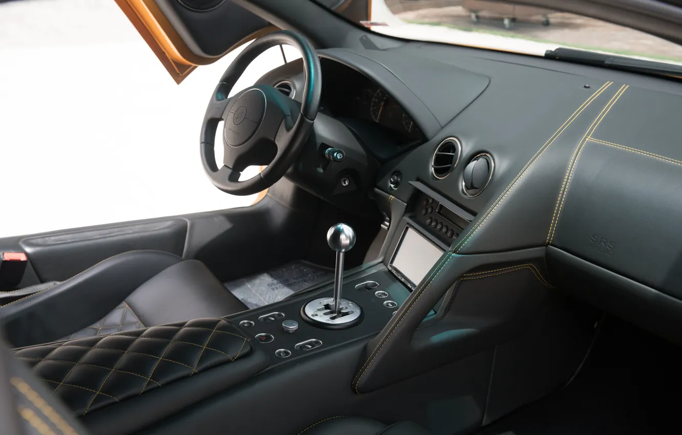 Фото обои Lamborghini, Murcielago, steering wheel, car interior, Lamborghini Murcielago LP640