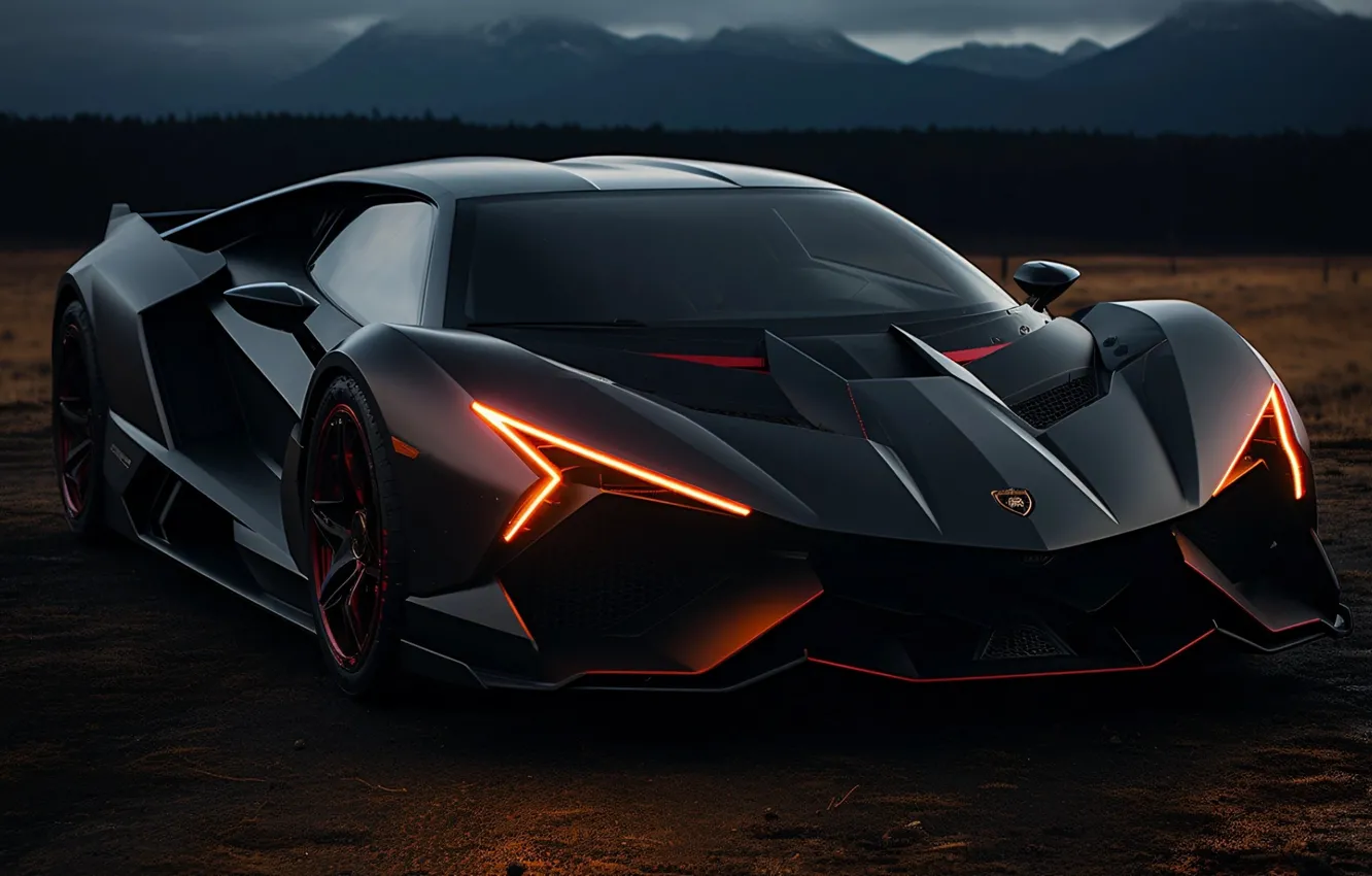 Фото обои Lamborghini, СПОРТКАР, ДИЗАЙН, ФАРЫ, ЧЁРНЫЙ, ЦВЕТ, ФОРМА