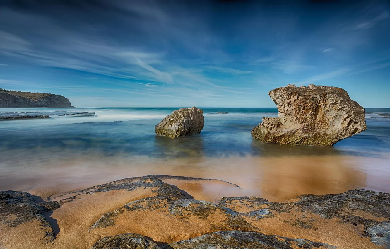 Фото обои пляж, природа, камни, океан, берег