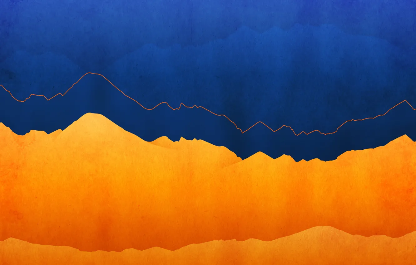 Фото обои light, fire, forest, blue, mountains, orange, silhouette, mount