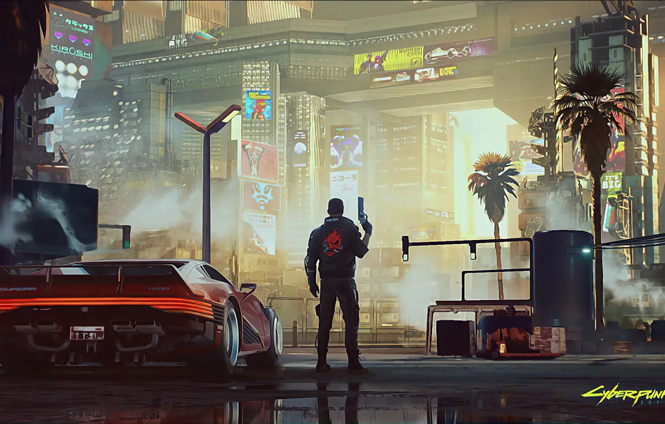 Фото обои rpg, video game, night city, CD Projekt RED, Man, Cyberpunk 2077, Cyberpunk, wapon