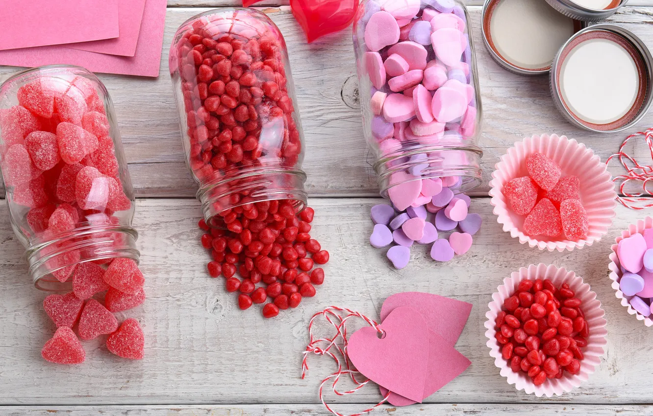 Фото обои конфеты, сердечки, love, pink, romantic, hearts, sweet, мармелад
