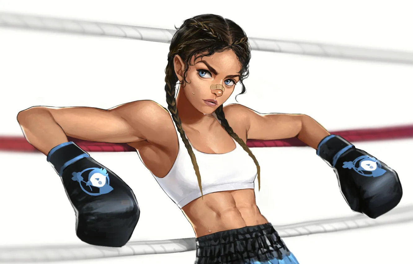 Фото обои girl, art, boxing, sports