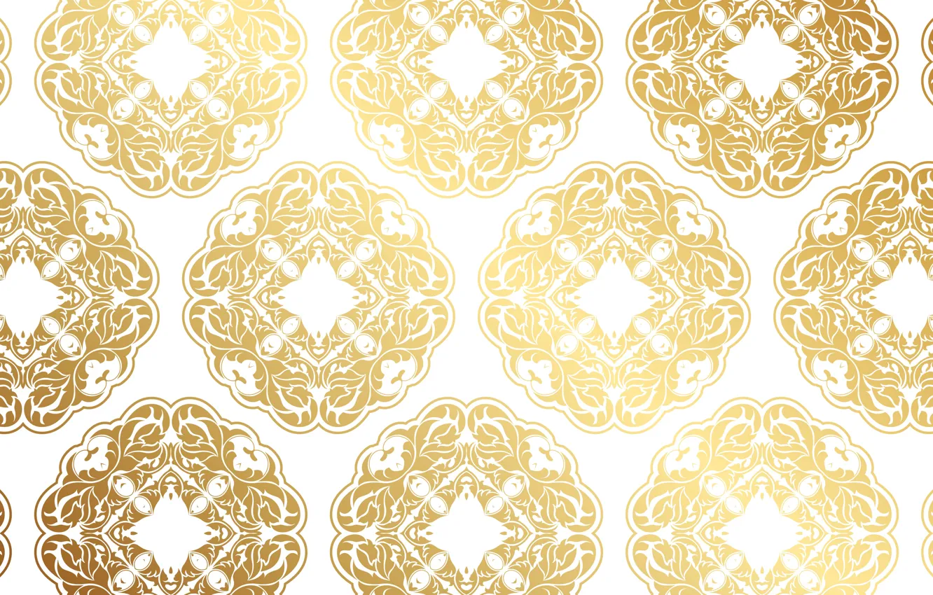 Фото обои текстура, белый фон, gold, background, pattern, Decorative