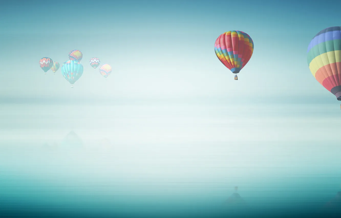 Фото обои небо, воздушный шар, воздушные шары, пейзажи, полёт