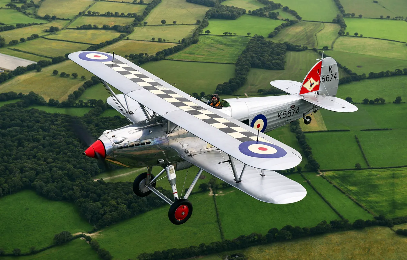 Фото обои Истребитель, Биплан, 1931, RAF, Hawker Fury