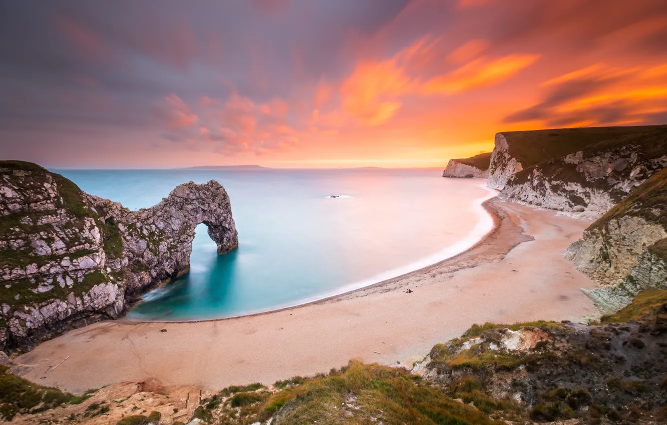Фото обои beach, sea, sunset, rocks, shore, nature landscape