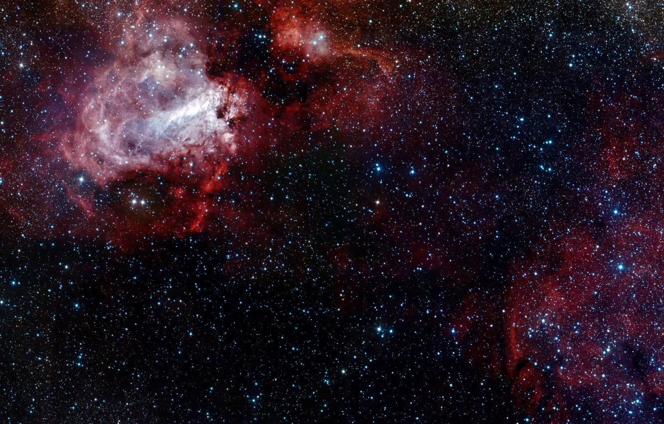 Фото обои Stars, VST, Messier 17, The Omega Nebula, VLT Survey Telescope, H II Region, Constellation of …