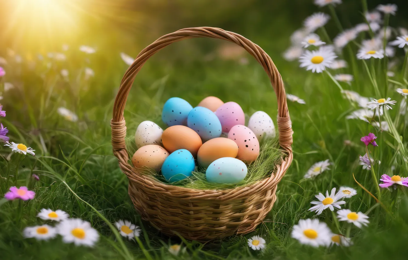 Фото обои цветы, яйца, весна, colorful, Пасха, happy, flowers, spring